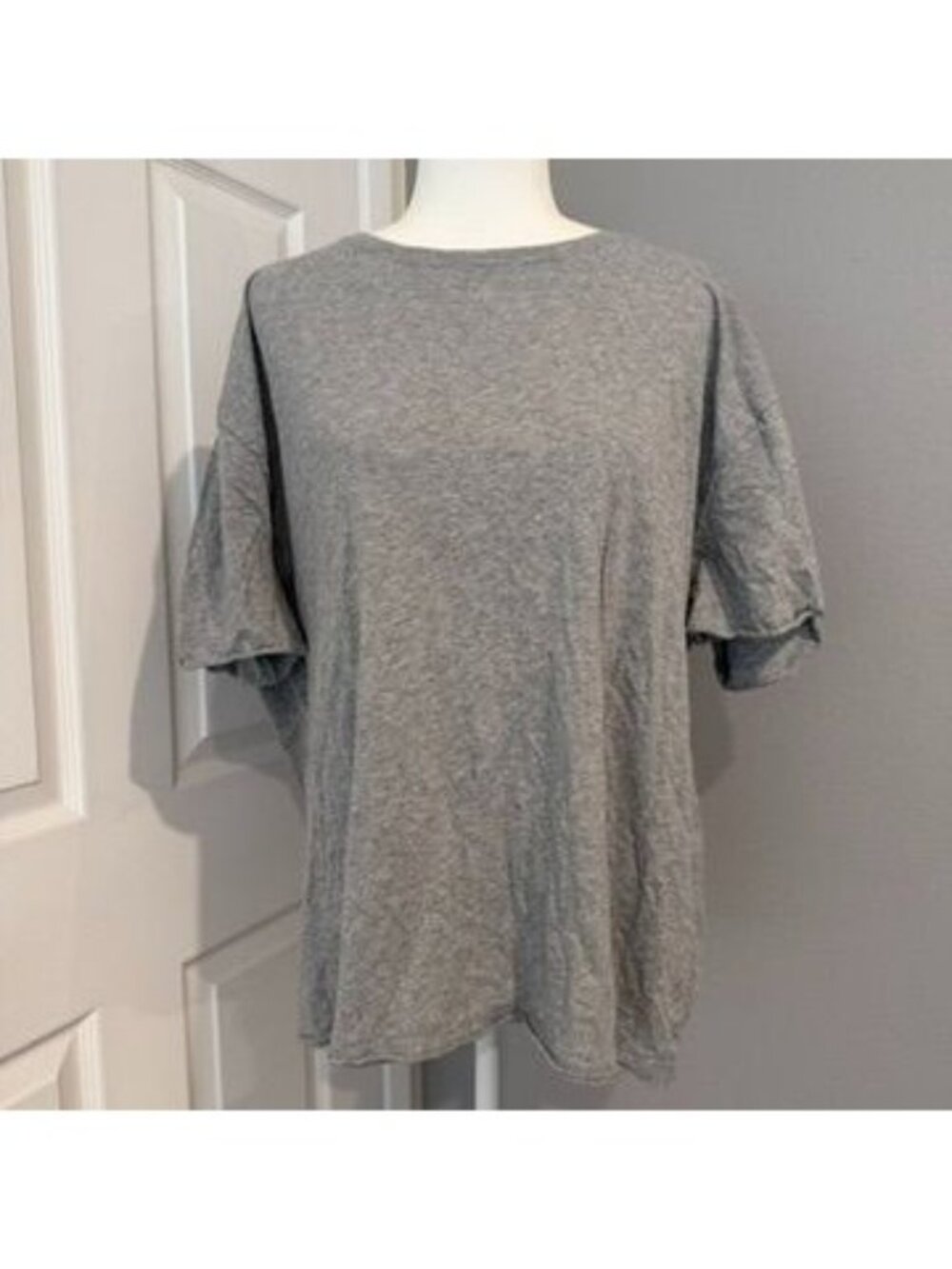 Free People We The Free Cotton Oversized Crewneck Gray T Shirt Size Medium